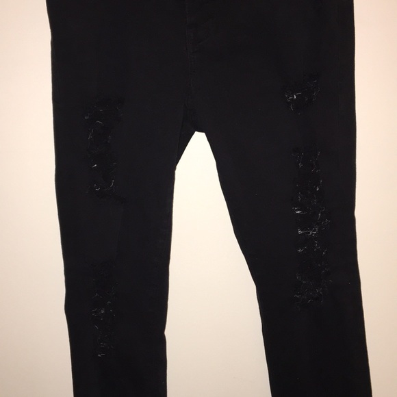 Black Ripped Frame Denim Jeans - Picture 4 of 4